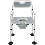 Chaise perc�e pour personnes �g�es, chaise de douche, avec accoudoirs et dossier, r�glable en hauteur, ...