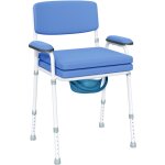 Homcom - chaise percée réglable - chaise de toilette - seau amovible, coussin, accoudoirs - acier blanc ... Homcom - chaise percée réglable - chaise de toilette - seau amovible, coussin, accoudoirs - acier blanc ...