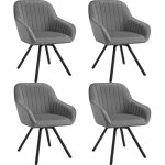 Tectake - lot 4 chaises pivotantes à 360° avec accoudoirs velours grises Tectake - lot 4 chaises pivotantes à 360° avec accoudoirs velours grises