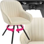 Tectake - chaise pivotante � 360� avec accoudoirs en velours rembourr�e cr�me