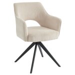 Vente - unique - chaise pivotante avec accoudoirs en velours ctel et mtal noir - crme - konya