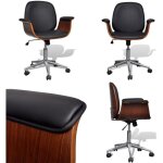 Chaise pivotante bois courb et similicuir - fauteuil de bureau - chaise ergonomique - chaise pivotante ...