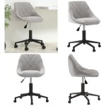 Chaise pivotante de bureau gris clair velours - chaise de bureau - chaise pivotante - chaise ergonomique ...