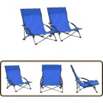 Vidaxl - chaises de plage pliables lot de 2 bleu tissu - chaise de plage - chaise pliante - mobilier ...