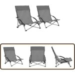 Vidaxl - chaises de plage pliables lot de 2 gris tissu - chaise de plage - chaise pliante - mobilier ...