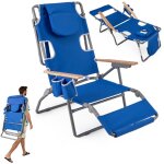 Chaise de plage pliante avec trou pour le visage, repose - pieds, dossier rglable, oreiller, fauteuil ...