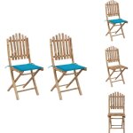 Chaises pliables de jardin lot de 2 avec coussins bambou - chaise de jardin - fauteuil de jardin - mobilier ...