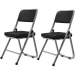 Dazhom - chaises pliantes lot de 2 simili cuir 46x52x85cm noir