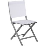 Proloisirs - chaise pliante - thema - aluminium poxy gris - toile tpep chin blanc