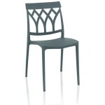 Chaise en polypropylène avec dossier à motif géométrique gris métal - salim Chaise en polypropylène avec dossier à motif géométrique gris métal - salim