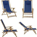 Vidaxl - chaise de relaxation inclinable bleu marine bambou et tissu - chaises de jardin - chaises pliantes ...