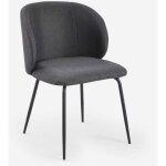 Chaise rembourr�e �l�gante en tissu pour cuisine et salle � manger kasva - gris fonc�