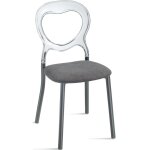 Chaise romantique design avec dossier en forme de c?ur ? transparente & assise rembourr�e couleur fonc� ...