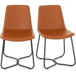 Chaise salle  manger lot de 2, chaise cuisine simili cuir, sige courb matelass, cadre en mtal, chaise ...