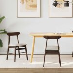 Chaise de salle � manger 2 pcs marron fonc� et lumi�re