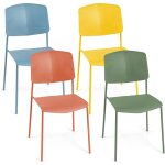 Relax4life chaise salle � manger lot de 4, chaise empilable avec cadre en m�tal, si�ge en pp en cascade, ...
