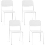 Chaise salle  manger lot de 4, chaise empilable avec cadre en mtal, sige en pp, chaise de cuisine, ...