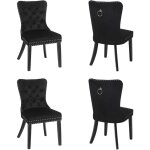 Chaise de salle � manger lot de 4 en veluors, si�ge robuste de salle � manger, capitonn�e, pieds en bois ...