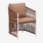 Chaise de salle  manger avec accoudoirs en aluminium et corde tresse sophie sklum nu brun