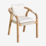 Sklum - chaise de salle  manger avec accoudoirs en bois d'acacia de duba blanc gardenia
