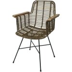 Décoshop26 - chaise de salle à manger avec accoudoirs en rotin kubu bois et métal 040006347 Décoshop26 - chaise de salle à manger avec accoudoirs en rotin kubu bois et métal 040006347