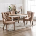 Chaises de salle � manger avec balancelle, chaise de cuisine, finition clout�e, velours, pieds en bois ...