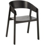 Chaise salle  manger en bois de frne accoudoirs noir 53x57x77 cm