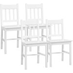 Chaises salle � manger bois de pin 4 pi�ces dossier simple, style moderne, blanc
