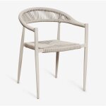 Sklum - chaise de salle � manger empilable avec accoudoirs en aluminium et rotin synth�tique amatria ...