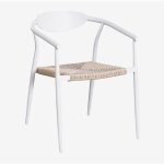 Chaise de salle  manger empilable avec accoudoirs en aluminium et rotin synthtique marsha sklum blanc ...