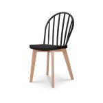 Kosmi - chaise de salle  manger emy noire avec pieds en bois