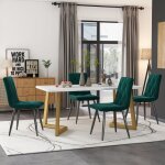 Ensemble de table de cuisine moderne, table  manger 1176875 cm, plateau en mdf blanc, pieds dors, ...