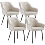 Chaise de salle � manger fauteuil si�ge rembourr�e avec accoudoirs largeur d?assise 49 cm pieds en m�tal ...