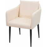 Hhg - jamais utilis] chaise de salle  manger 728, chaise de cuisine chaise longue, similicuir crme ...