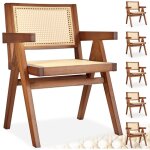 Tectake - chaise de salle  manger lissy avec cannage viennois et accoudoirs 6 chaises chne fonc -