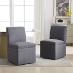 Redom - chaises de salle à manger modernes rembourrées (2 pcs) chaises de cuisine pivotantes avec roulettes ... Redom - chaises de salle à manger modernes rembourrées (2 pcs) chaises de cuisine pivotantes avec roulettes ...