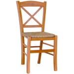 Chaise de salle  manger paesana croix en bois cerisier avec assise en paille