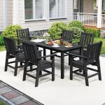 Chaise de salle � manger de patio chaise d'ext�rieur en hdpe avec accoudoirs assise incurv�e noir