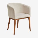 Sklum - chaise de salle � manger rembourr�e bunia avec accoudoirs bois fonc�