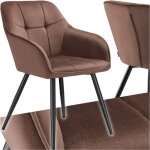 Chaise rembourre en velours matelass avec dossier continu brun / noir