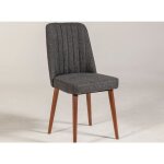 Chaise de salle  manger tissu anthracite et bois noyer mareva