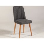 Chaise de salle  manger tissu anthracite et bois de pin naturel mareva