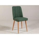 Chaise de salle  manger tissu vert et bois de pin naturel mareva