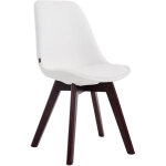 Chaise de salle � manger x1 style scandinave en pvc blanc support 4 pieds en bois couleur noyer 100003751 ...