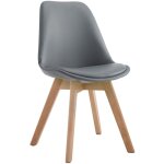 D�coshop26 - chaise de salle � manger x1 style scandinave en pvc gris support 4 pieds en bois clair 100003744 ...
