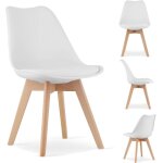 Chaise scandinave moderne pour la cuisine salle � manger mileo, blanche, pour le salon