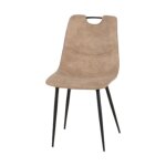 Chaise simili taupe avec poigne pieds mtal noir