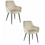 Chaise solden - velours beige / pieds noirs x 2 Chaise solden - velours beige / pieds noirs x 2