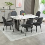 Chaise de table � manger chaise de cuisine moderne (lot de 6), chaise de salle � manger en cuir pu avec ...