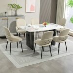 Chaise de table � manger chaise de cuisine moderne (lot de 6), chaise de salle � manger en cuir pu avec ...